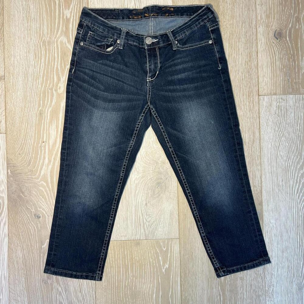 Seven7 Capri Women 8 Blue Cropped Polyester Spandex Cotton